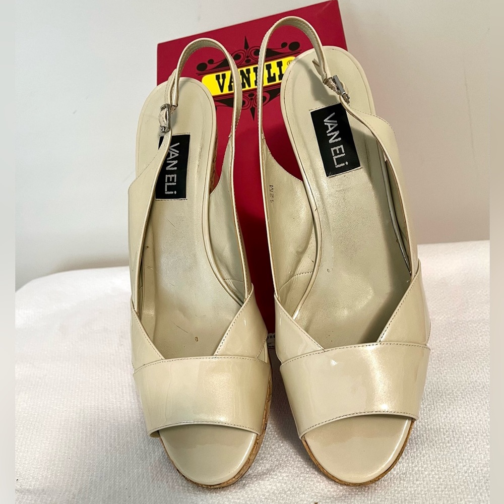 12M VANELI Nude Patent Wedge Sandal - Picture 2 of 7